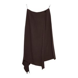 Chanel Pleated Wrap Skirt Brown Women's Chanel
